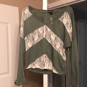 Long sleeve top with lace detail